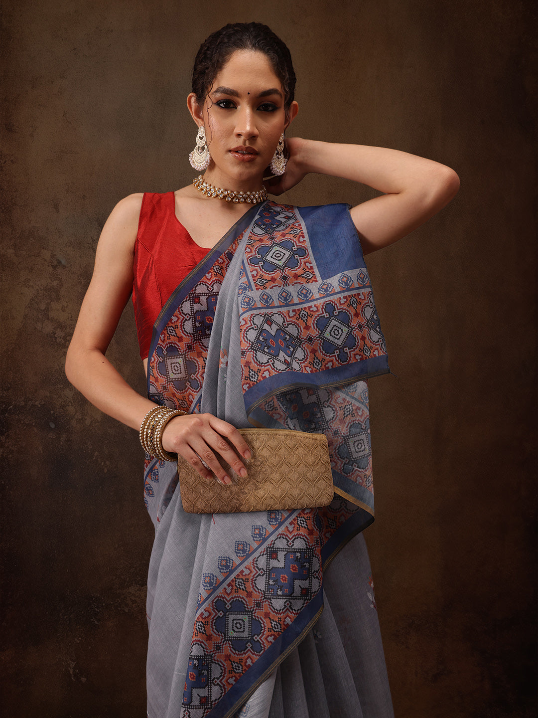 Floral Printed Cotton Blend Saree