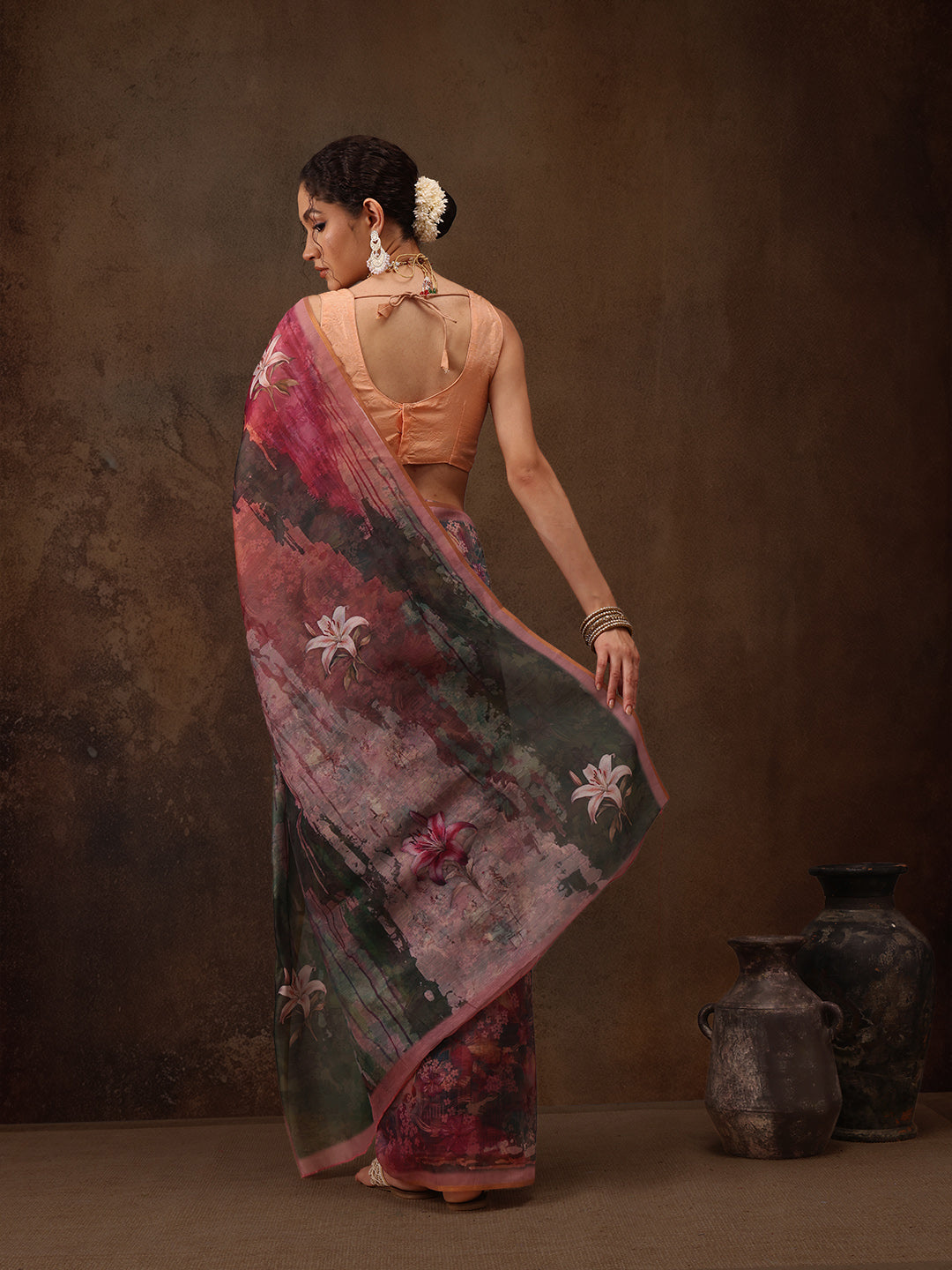 Floral Printed Cotton Blend Saree