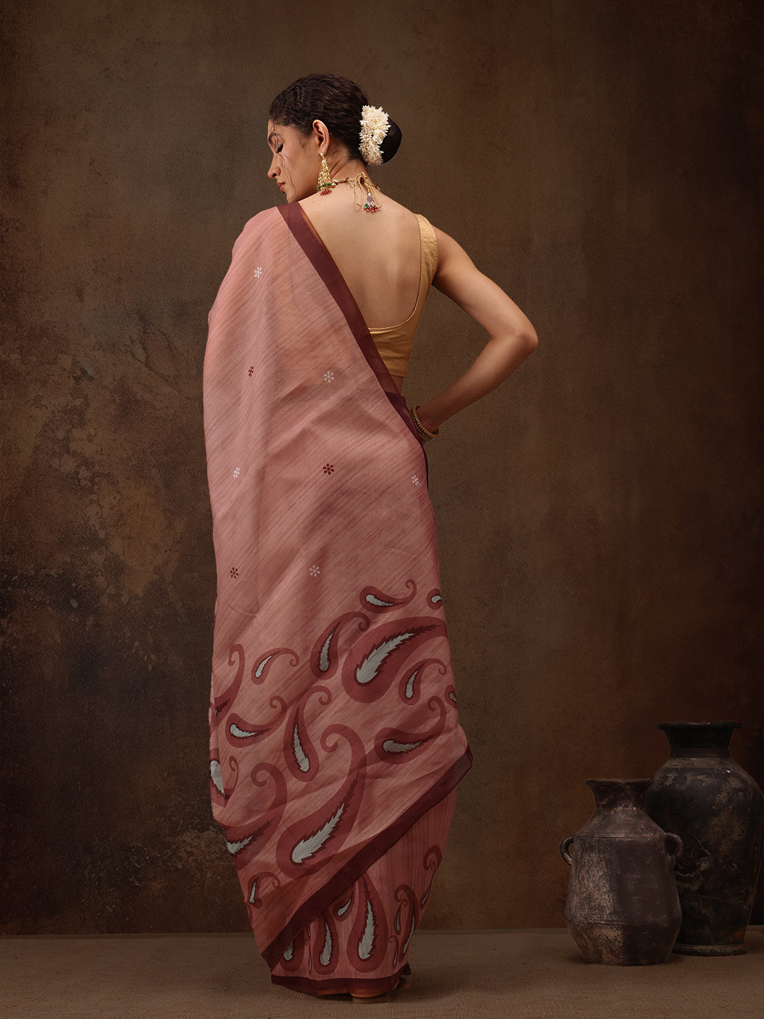 Floral Print Cotton Blend Saree