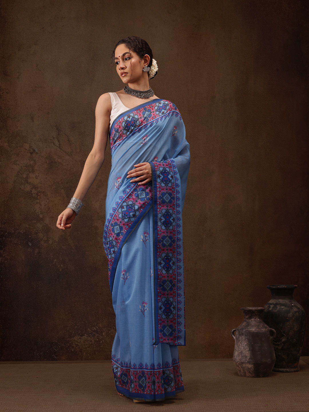 Floral Printed Cotton Blend Saree