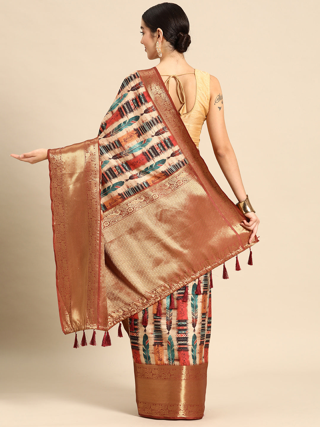 Kanchipuram Pattu Silk Zari Woven Digital Print Saree