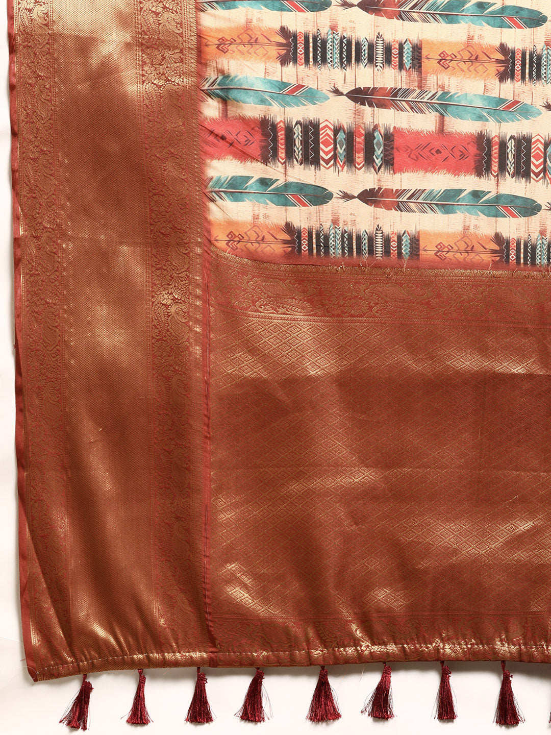 Kanchipuram Pattu Silk Zari Woven Digital Print Saree