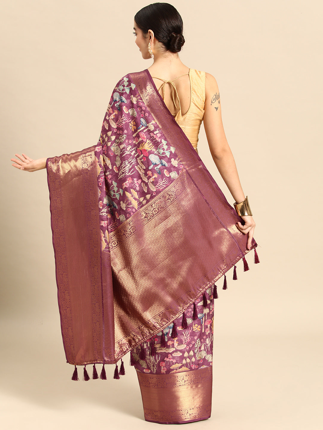 Kanchipuram Pattu Silk Zari Woven Digital Print Saree