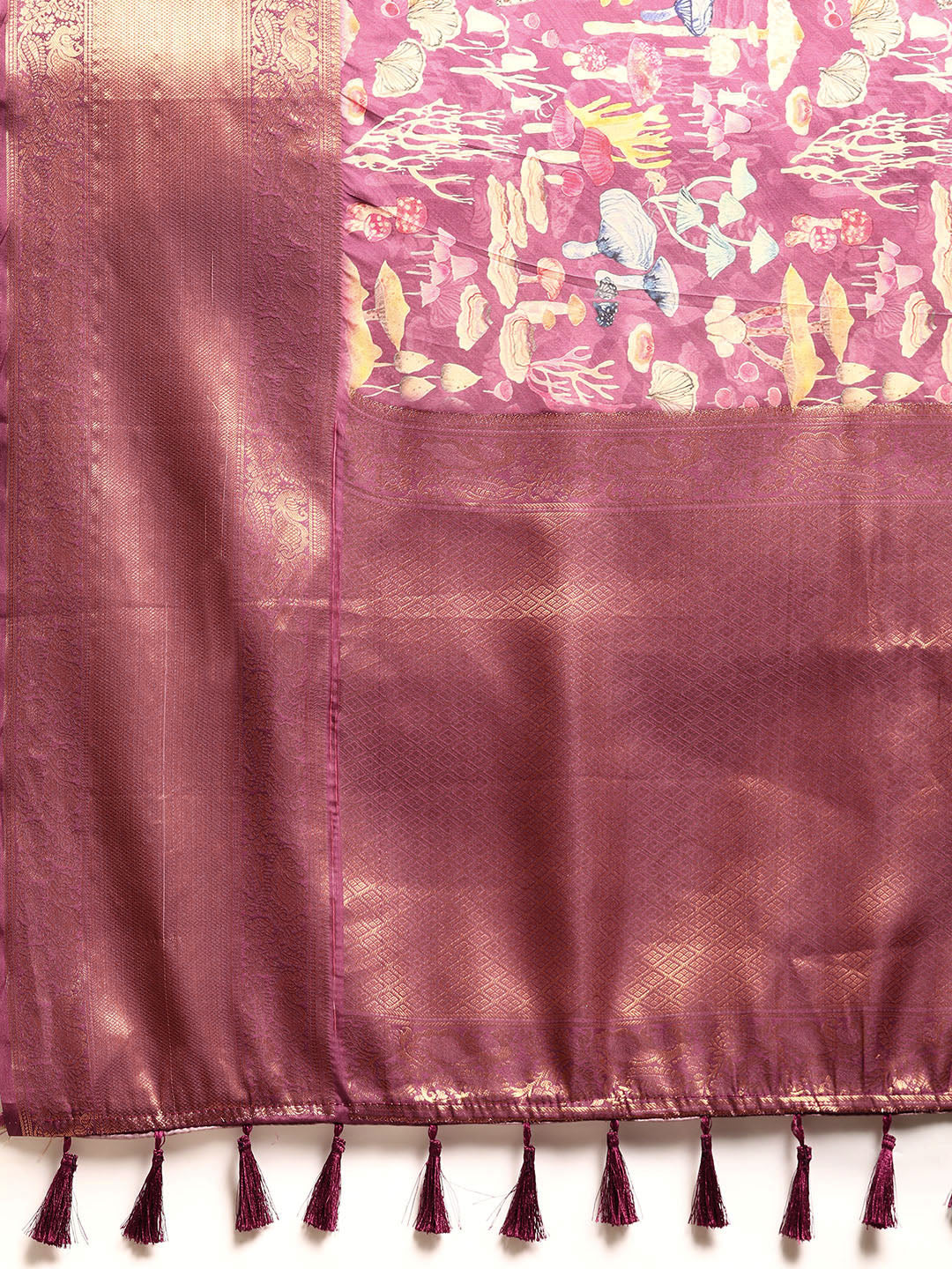 Kanchipuram Pattu Silk Zari Woven Digital Print Saree
