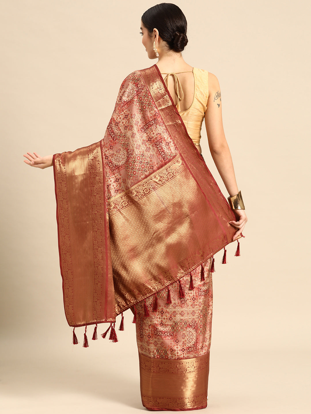 Kanchipuram Pattu Silk Zari Woven Digital Print Saree
