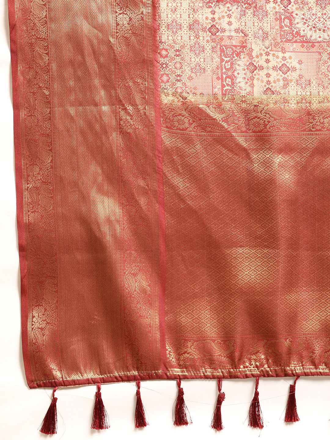 Kanchipuram Pattu Silk Zari Woven Digital Print Saree