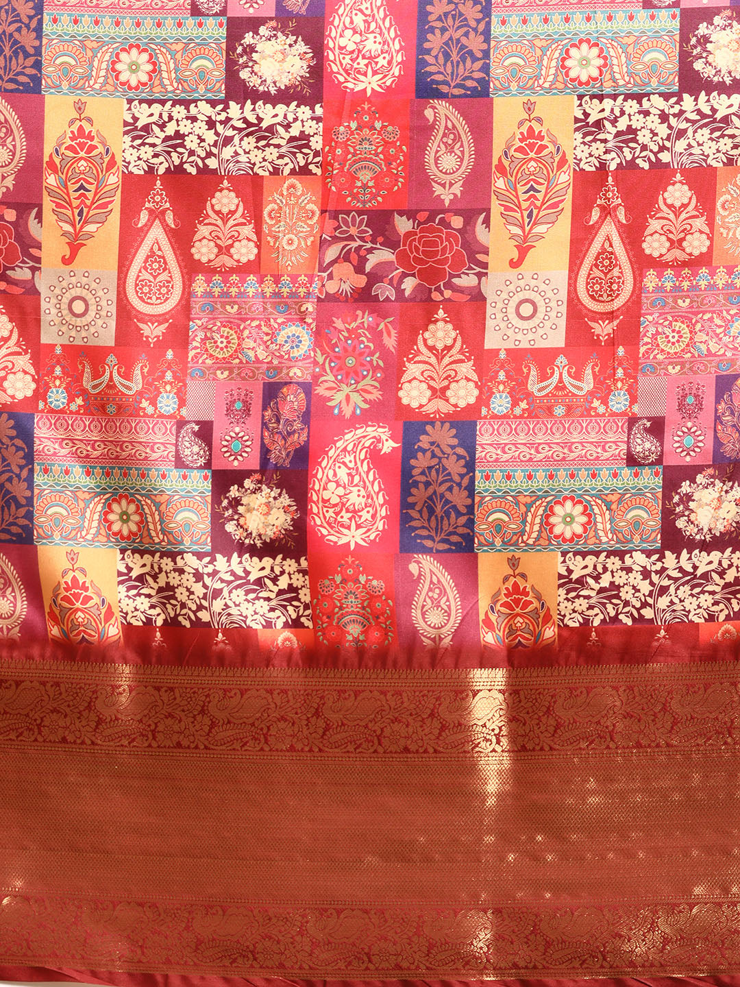 Kanchipuram Pattu Silk Zari Woven Digital Print Saree