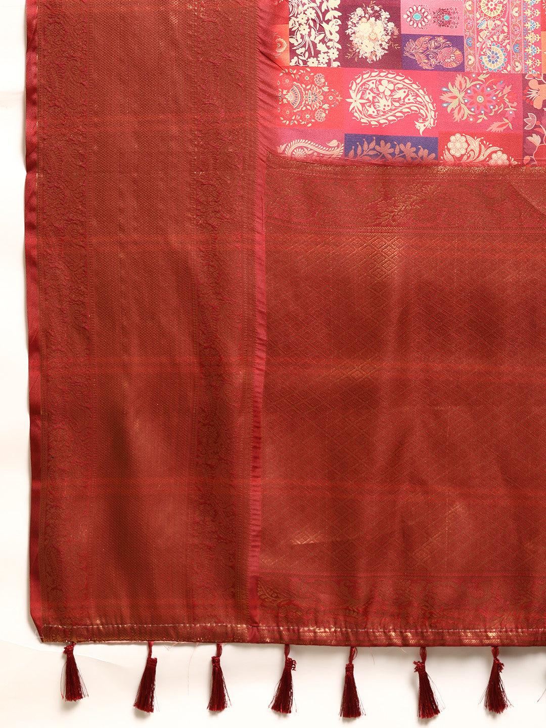 Kanchipuram Pattu Silk Zari Woven Digital Print Saree