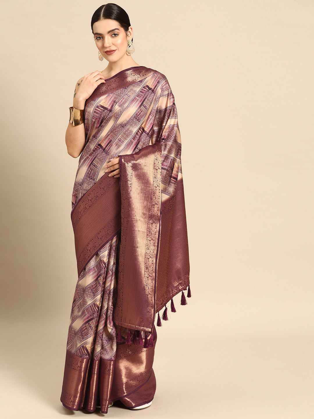 Kanchipuram Pattu Silk Zari Woven Digital Print Saree