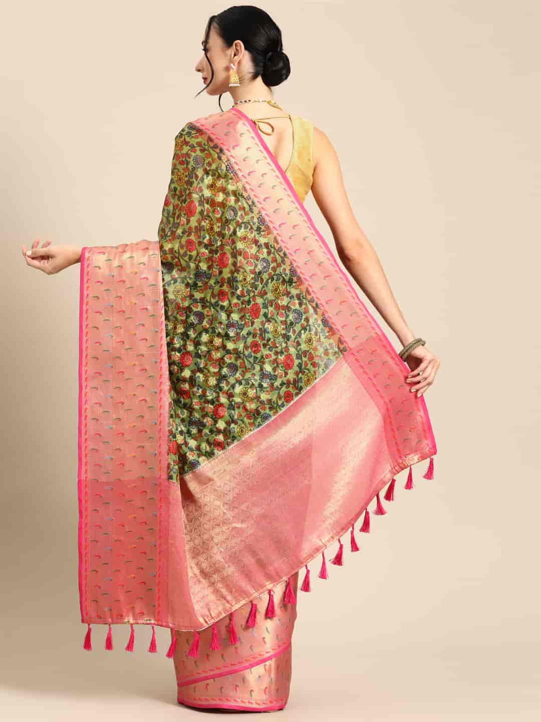 Women's Banarasi Silk Woven With Digital Printed Saree