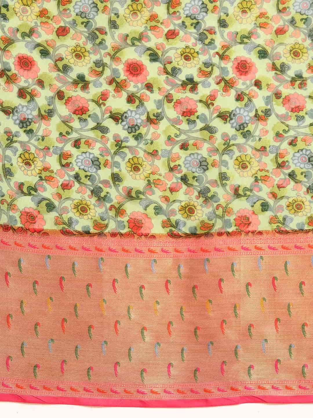 Women's Banarasi Silk Woven With Digital Printed Saree