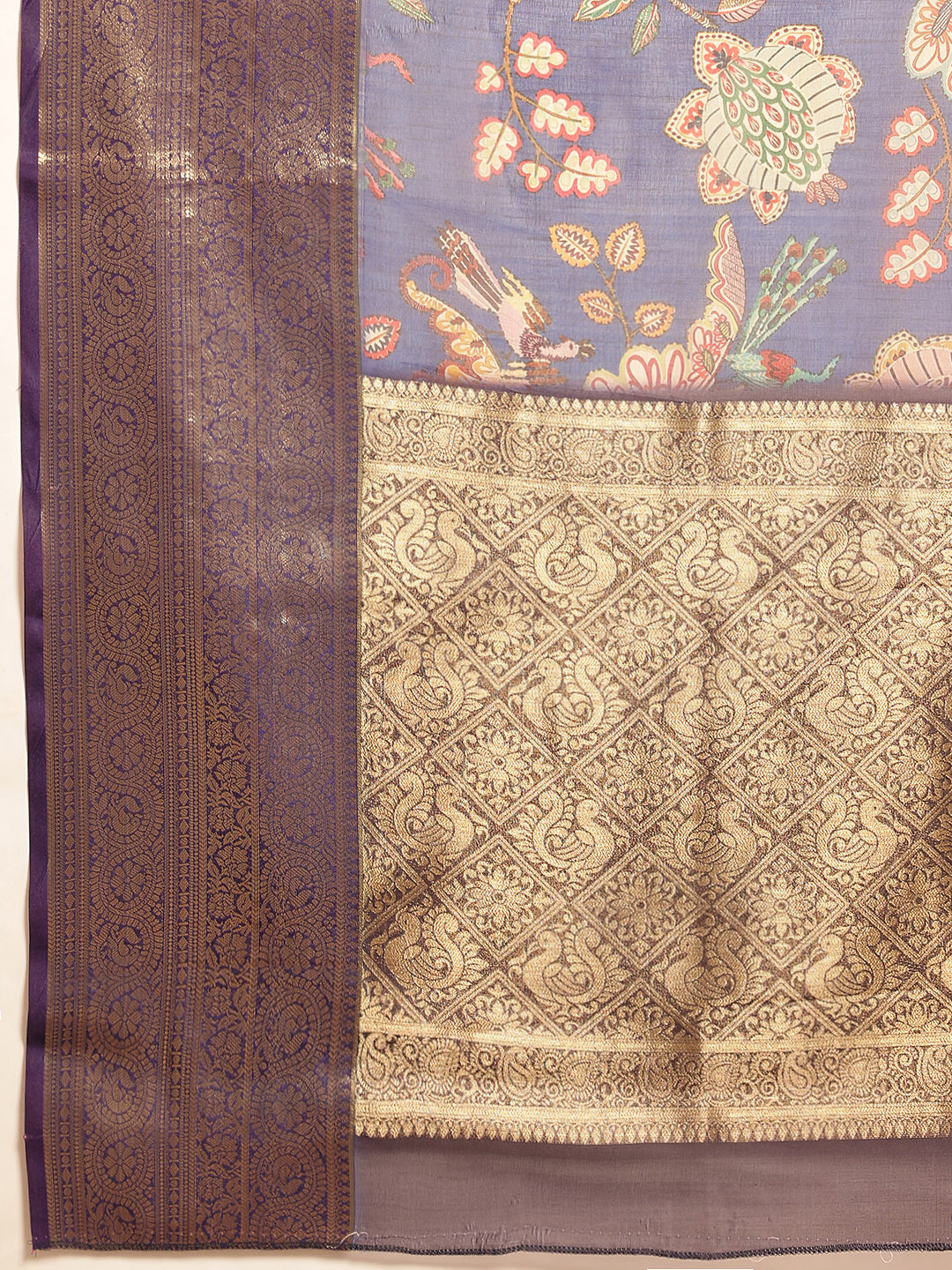 Digital Printed Kalamkari Chanderi Silk Saree With Woven Border & Rich Pallu