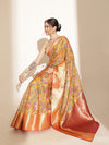 Digital Printed Kalamkari Chanderi Silk Saree With Woven Border & Rich Pallu