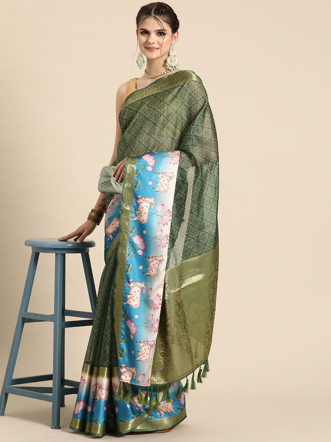 Kanjivaram Silk Pichwai Digital Printed Zari Woven Saree