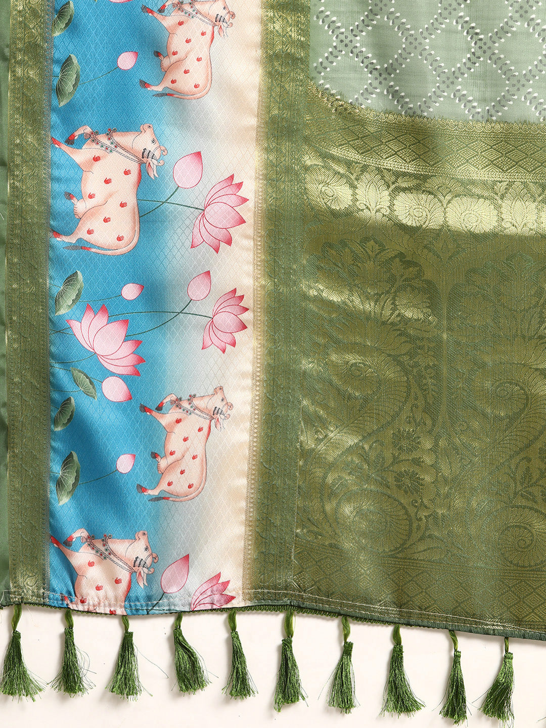 Kanjivaram Silk Pichwai Digital Printed Zari Woven Saree