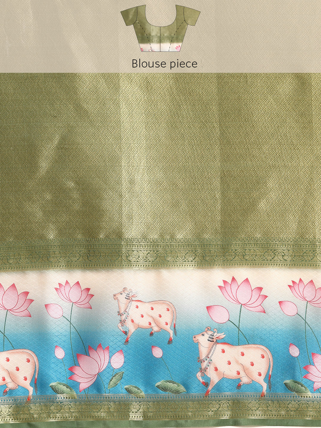 Kanjivaram Silk Pichwai Digital Printed Zari Woven Saree