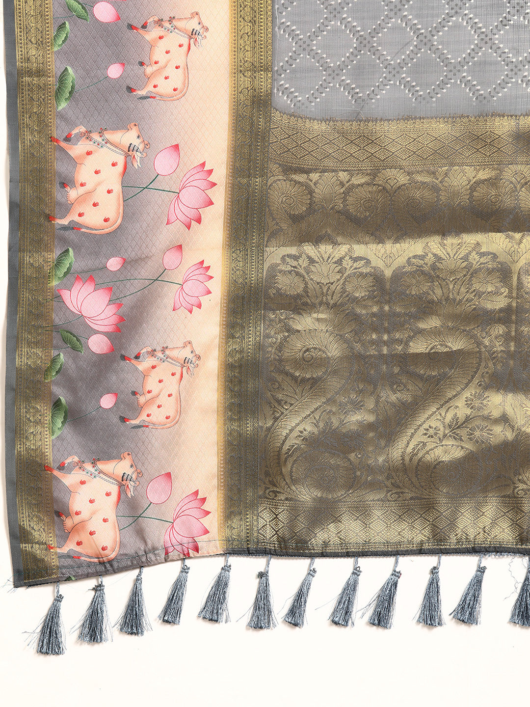 Kanjivaram Silk Pichwai Digital Printed Zari Woven Saree