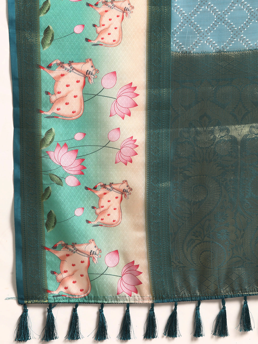 Kanjivaram Silk Pichwai Digital Printed Zari Woven Saree