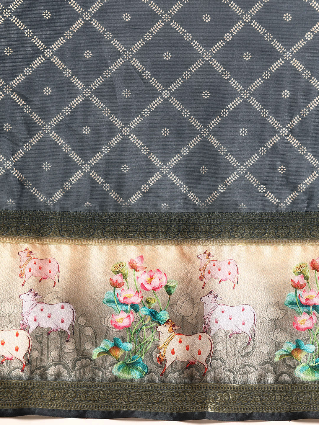 Kanjivaram Silk Pichwai Digital Printed Zari Woven Saree