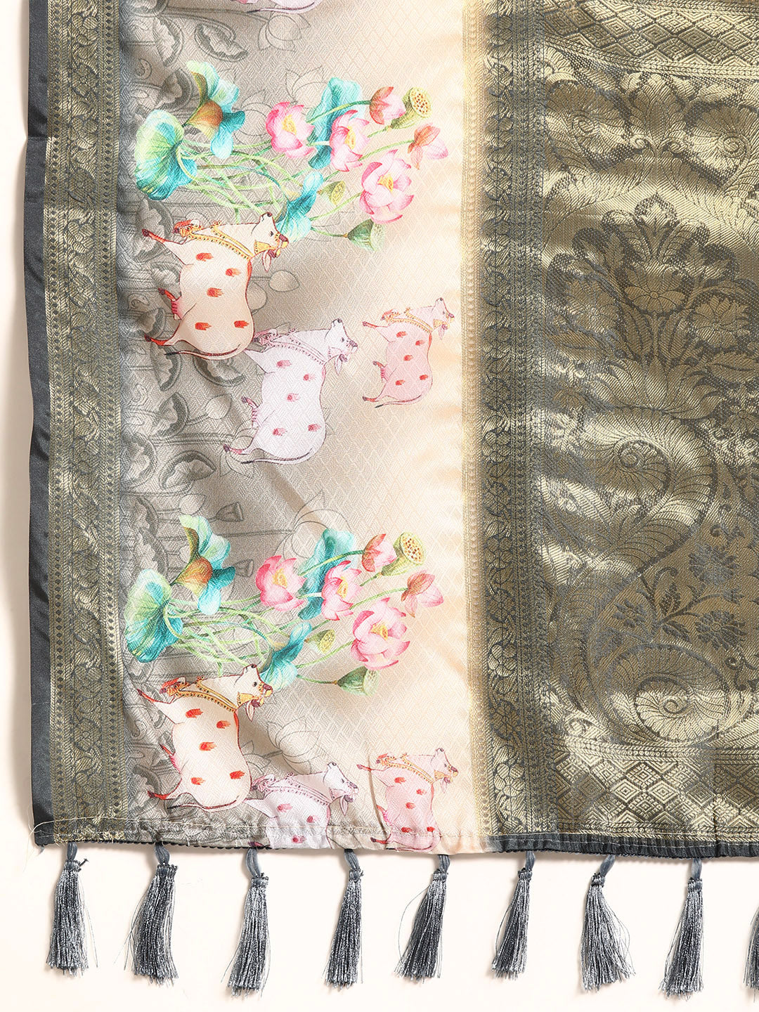 Kanjivaram Silk Pichwai Digital Printed Zari Woven Saree