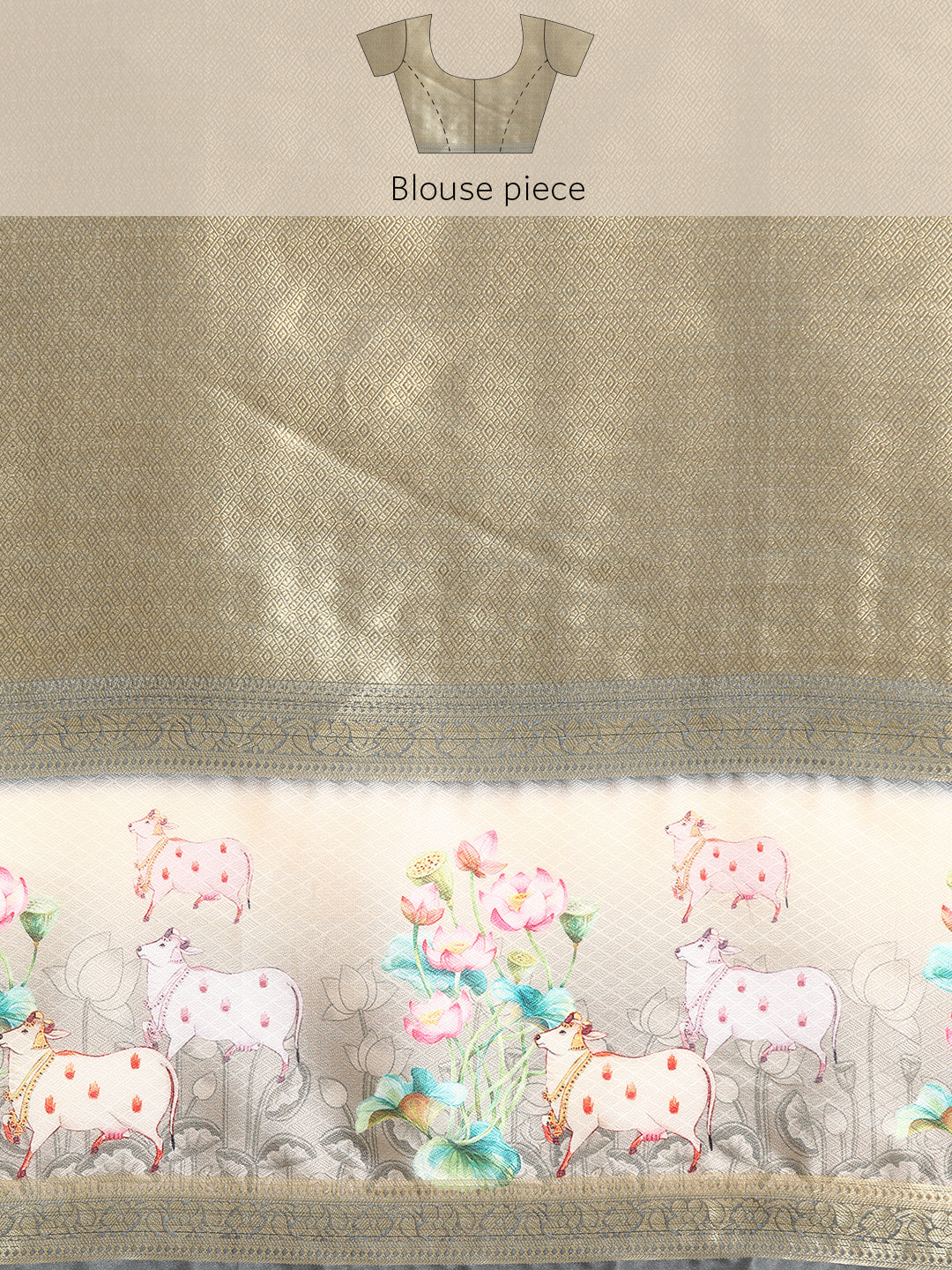 Kanjivaram Silk Pichwai Digital Printed Zari Woven Saree