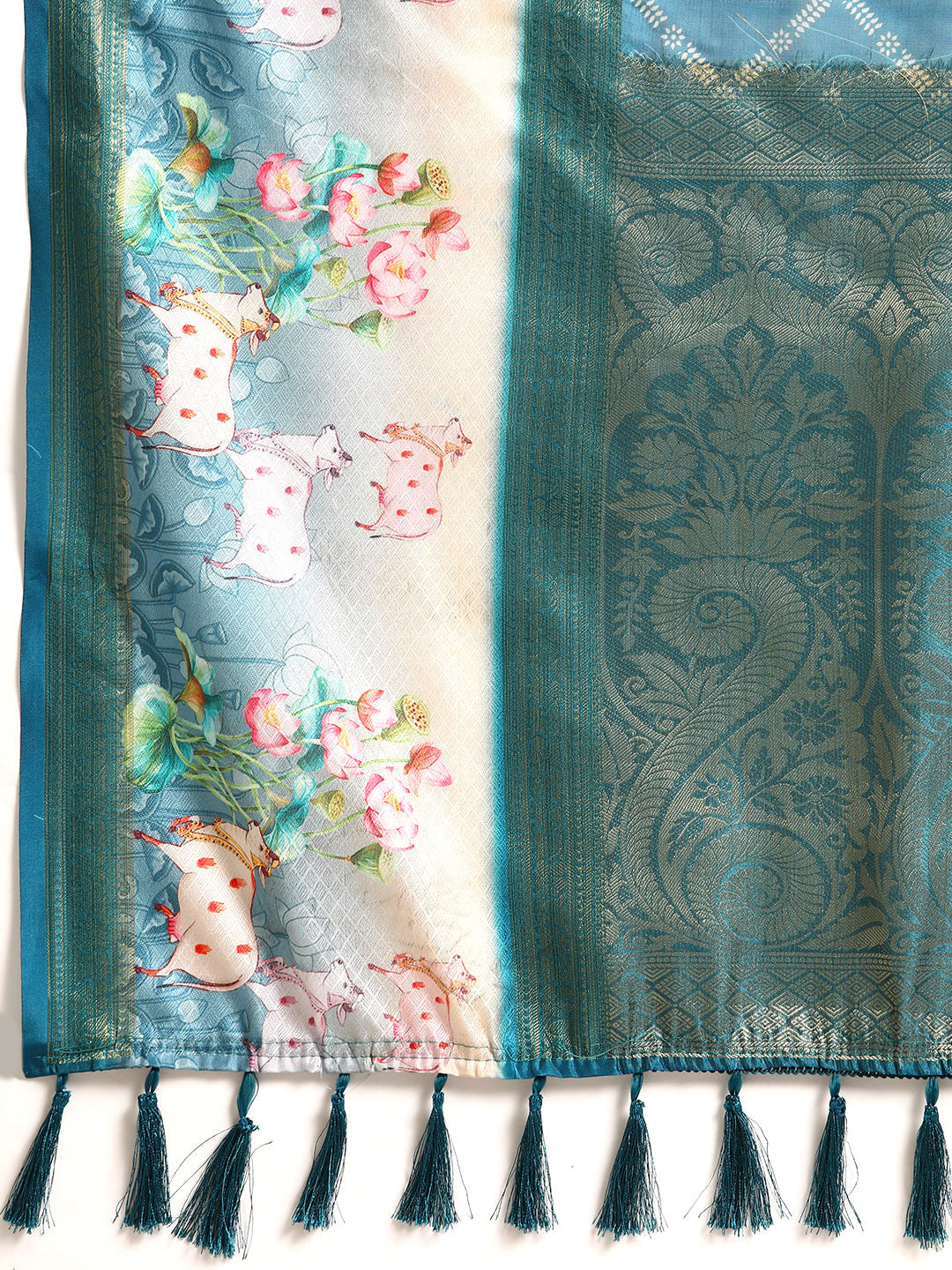 Kanjivaram Silk Pichwai Digital Printed Zari Woven Saree