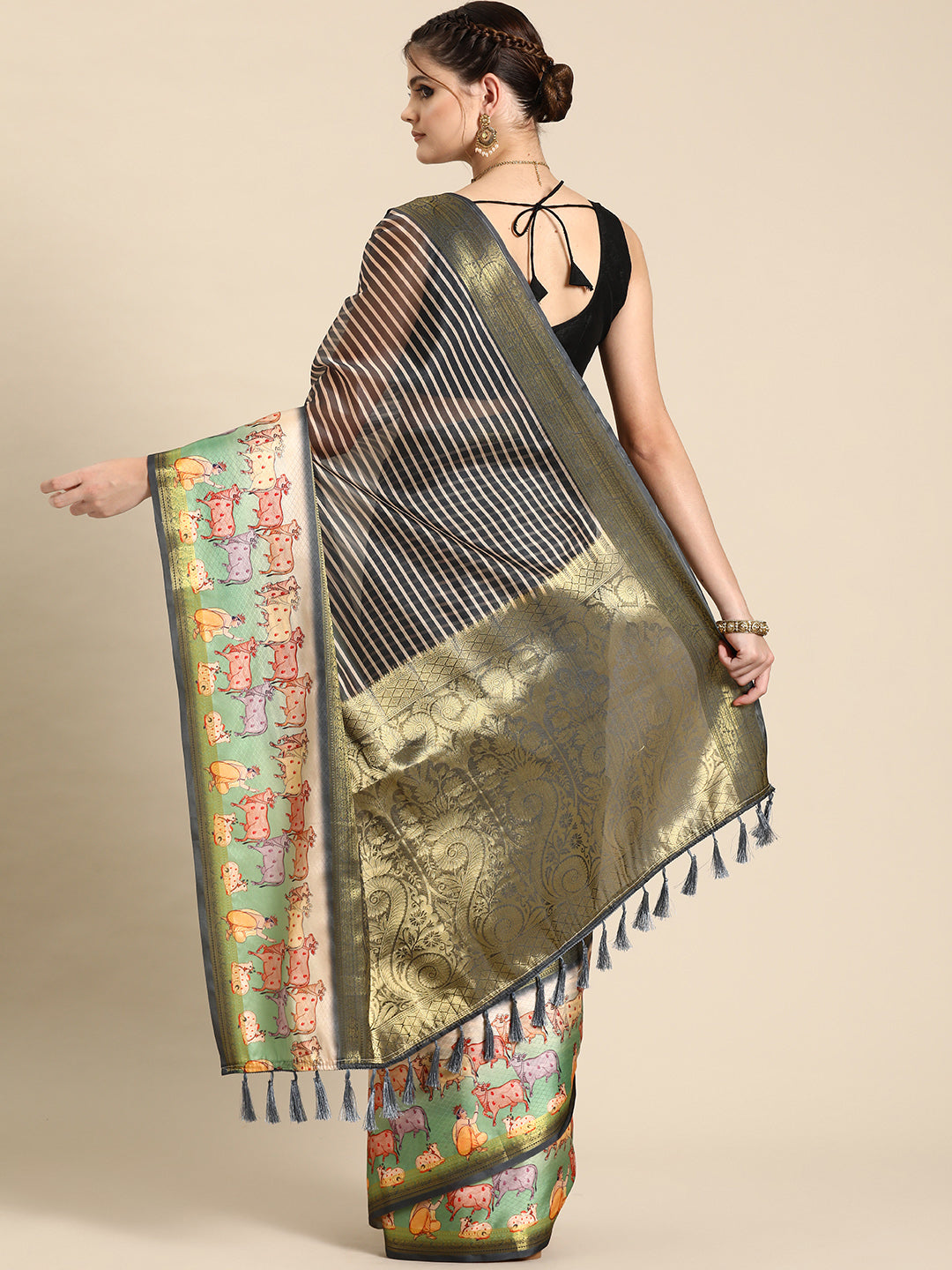 Kanjivaram Silk Pichwai Digital Printed Zari Woven Saree