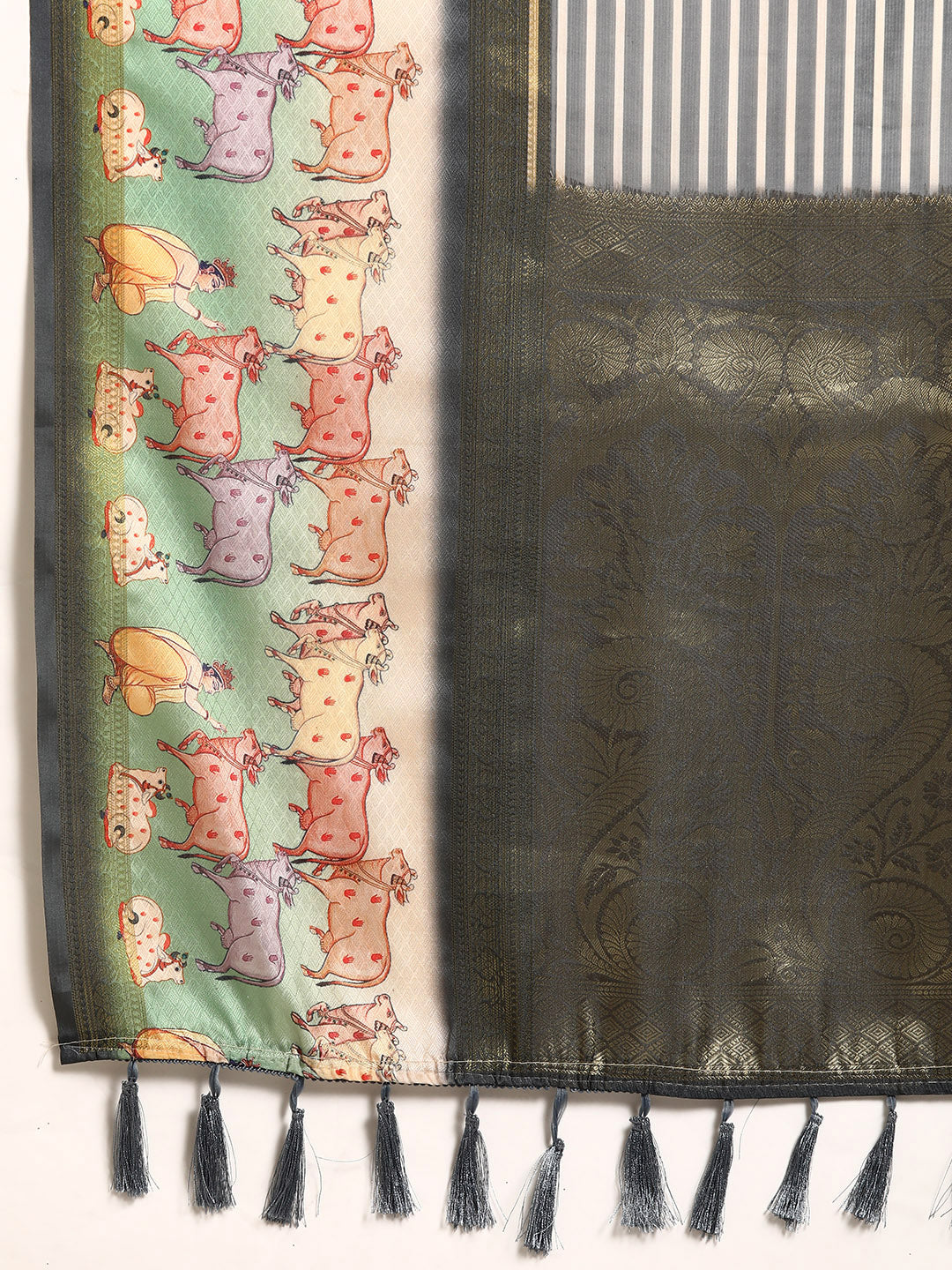 Kanjivaram Silk Pichwai Digital Printed Zari Woven Saree