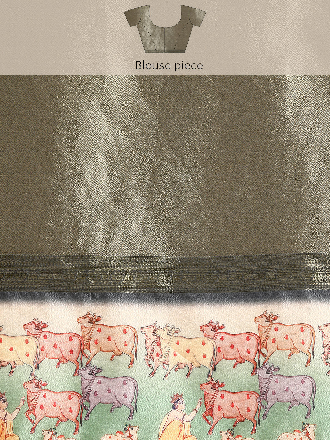 Kanjivaram Silk Pichwai Digital Printed Zari Woven Saree