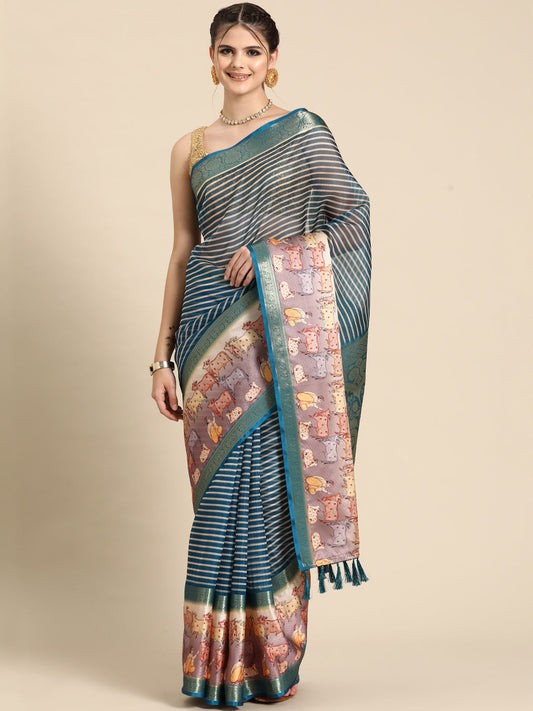 Kanjivaram Silk Pichwai Digital Printed Zari Woven Saree
