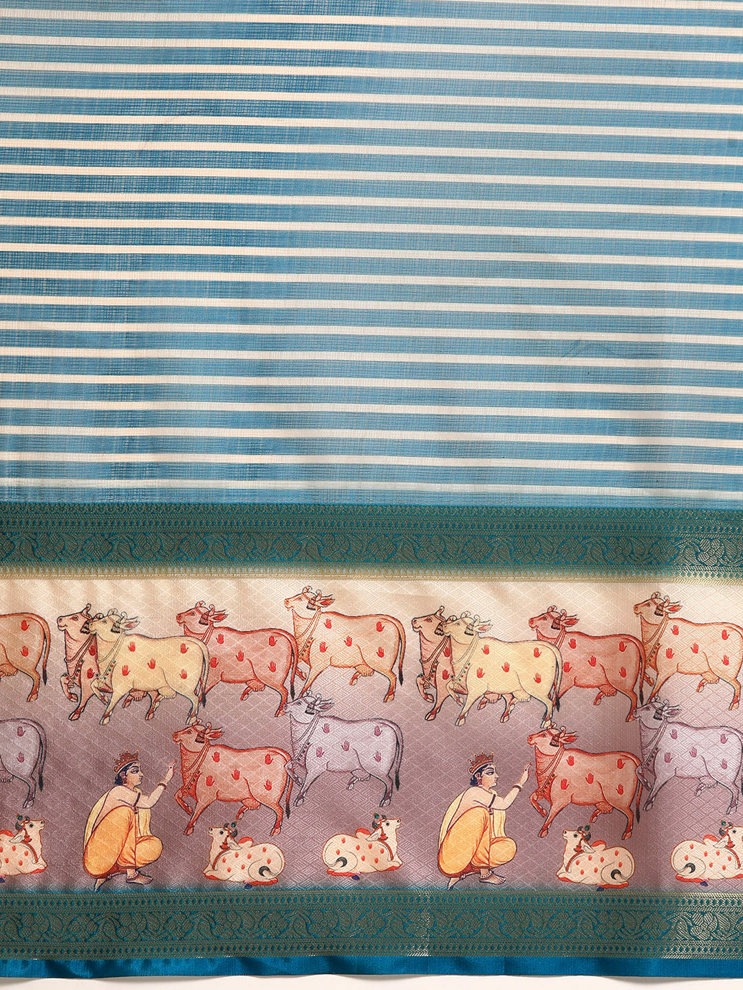 Kanjivaram Silk Pichwai Digital Printed Zari Woven Saree