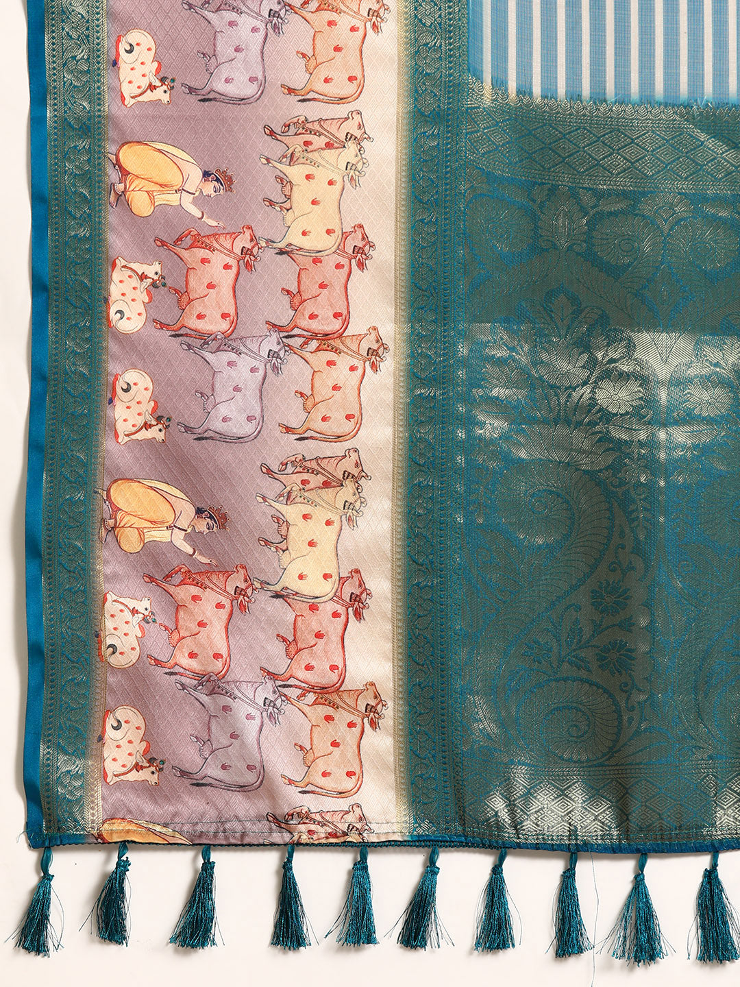 Kanjivaram Silk Pichwai Digital Printed Zari Woven Saree