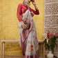 Digital Printed Muga Silk Checks Saree