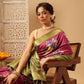 Prism Violet Zari Woven Banarasi Soft Silk Saree With Floral Digital Print