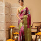 Prism Violet Zari Woven Banarasi Soft Silk Saree With Floral Digital Print