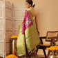 Prism Violet Zari Woven Banarasi Soft Silk Saree With Floral Digital Print
