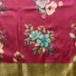 Prism Violet Zari Woven Banarasi Soft Silk Saree With Floral Digital Print