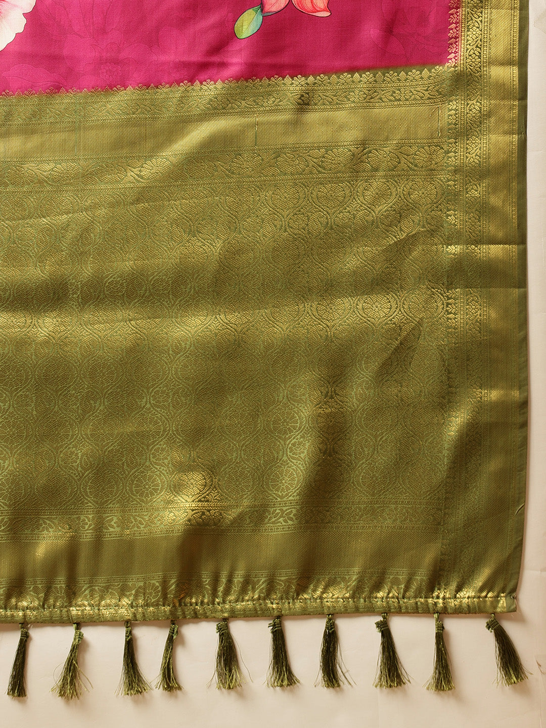 Prism Violet Zari Woven Banarasi Soft Silk Saree With Floral Digital Print