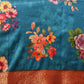 Woven Banarasi Soft Silk Heritage Blue Saree With Floral Digital Print