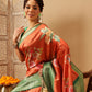 Woven Banarasi Soft Silk Saree With Floral Digital Print