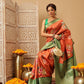 Woven Banarasi Soft Silk Saree With Floral Digital Print
