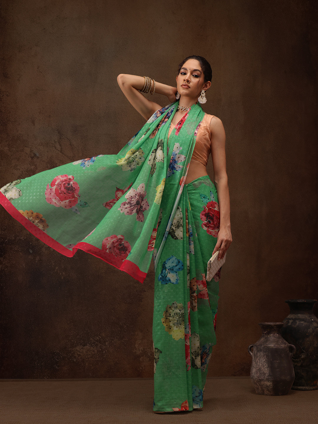 Chiffon Digital Print Floral Saree