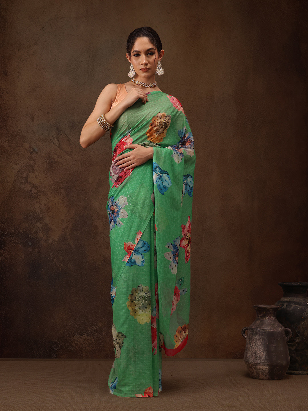 Chiffon Digital Print Floral Saree