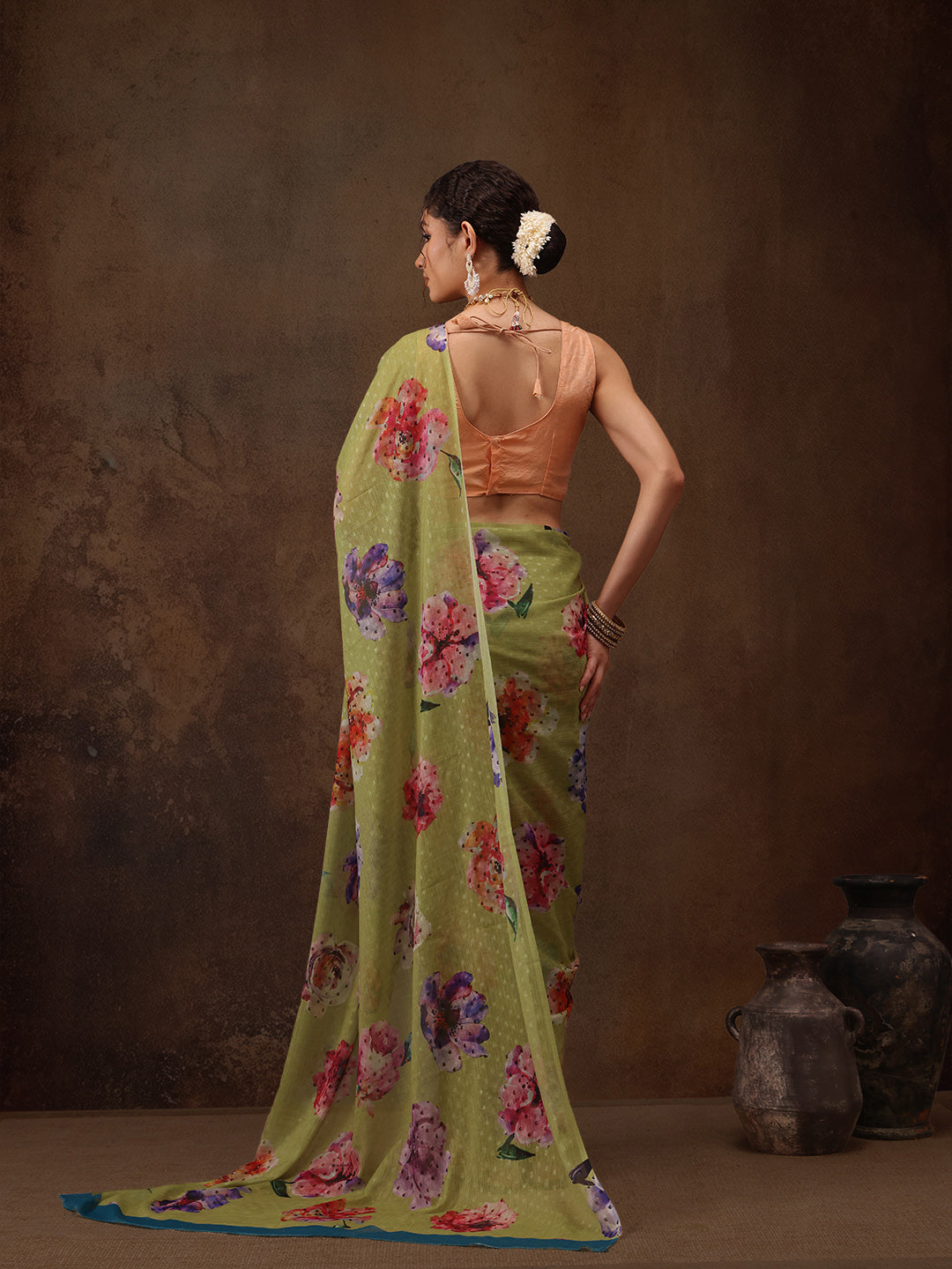 Chiffon Digital Print Floral Saree