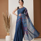 Digital Print Cotton Tissue Saree With Gold Zari Work