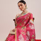 Fruits Printed Cotton Tissue Saree With Gold Zari Work