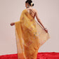Fruits Printed Cotton Tissue Saree With Gold Zari Work