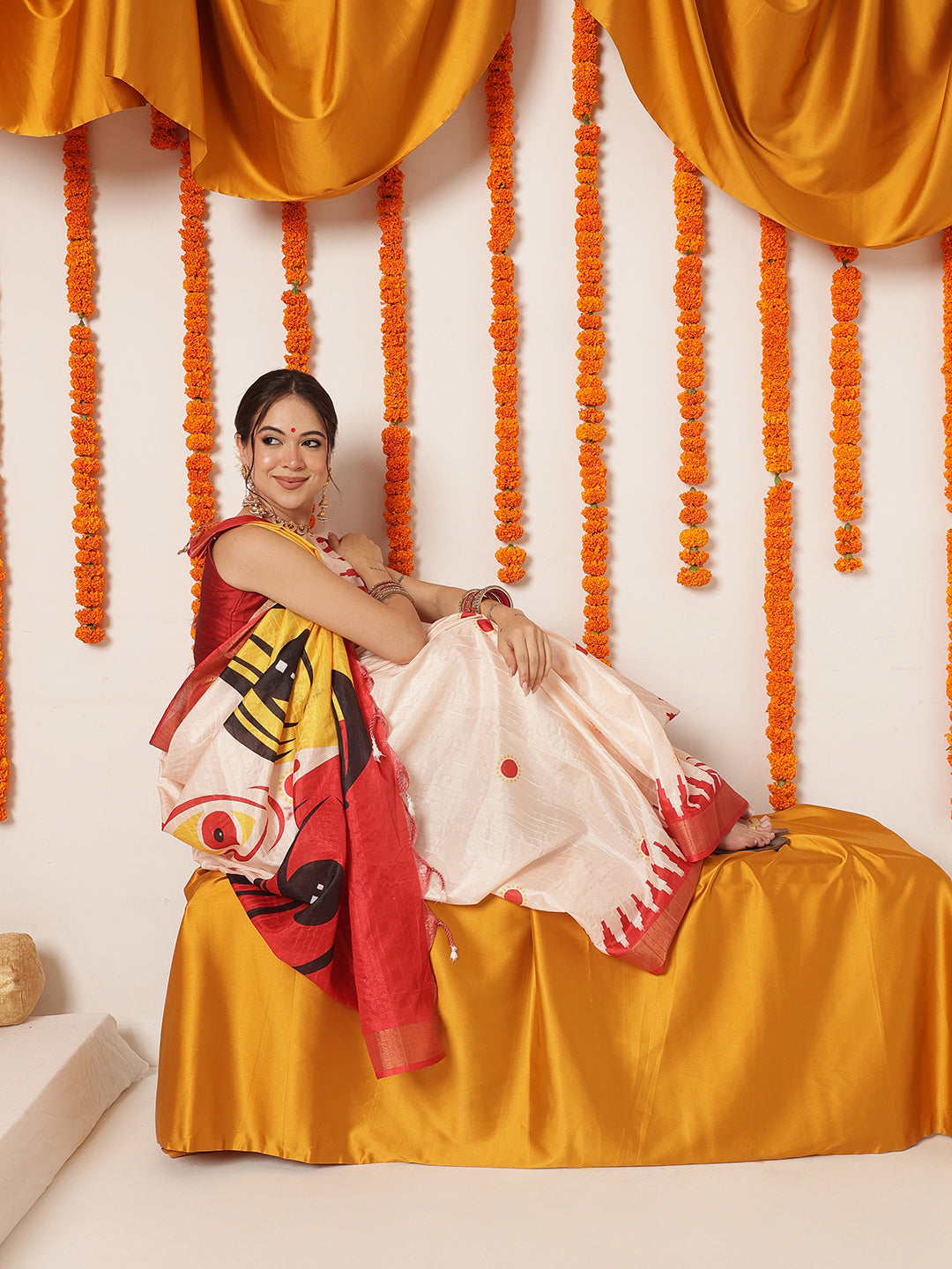 Women's Printed Soft Silk Traditional Saree With Tassels & Printed Blouse – view 2