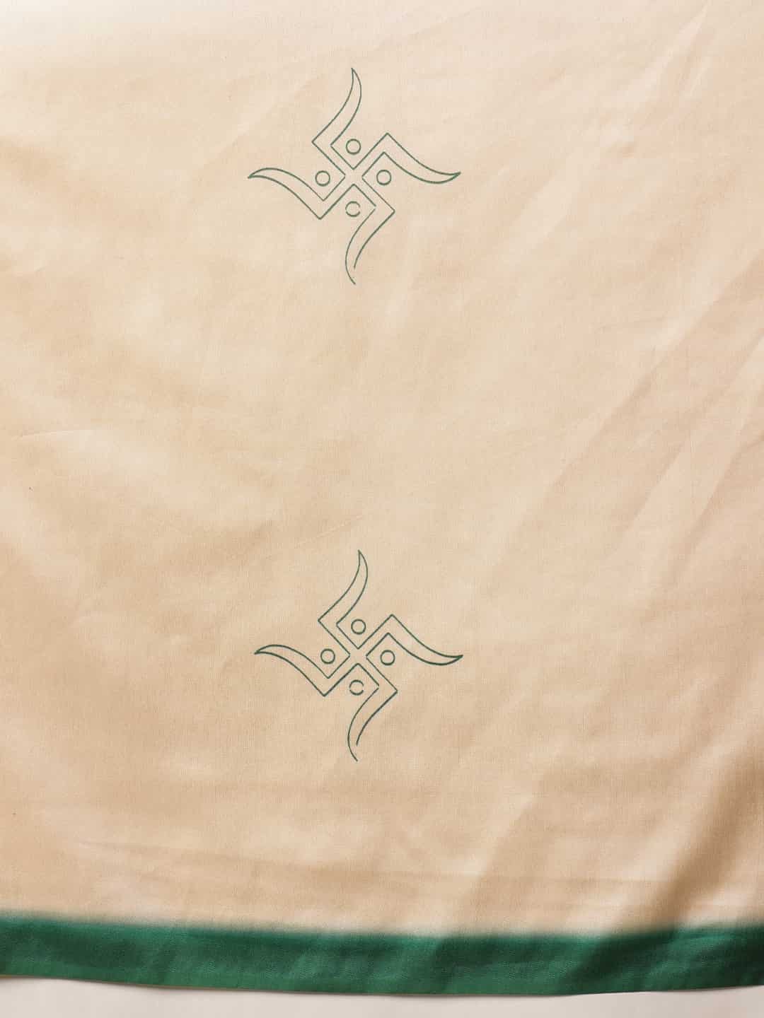 Navaratri Special Soft Silk Digital Printed Saree With Beautiful Prints – Beige & Green – view 6