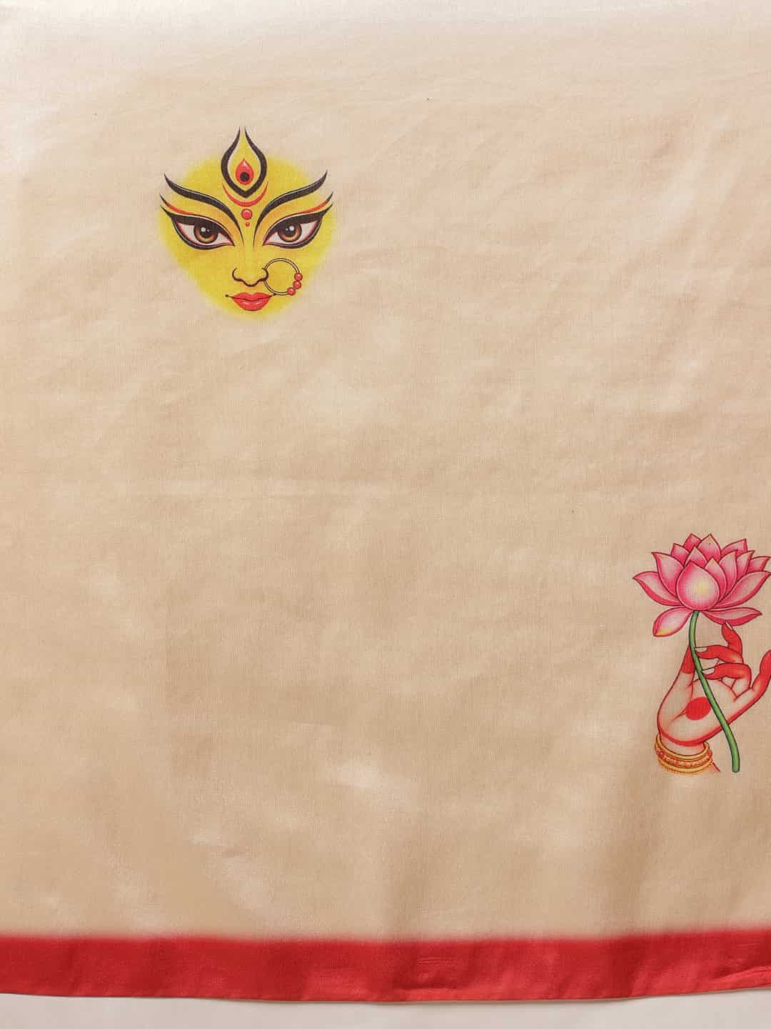 Navaratri Special Soft Silk Digital Printed Saree With Beautiful Prints – Beige – view 5